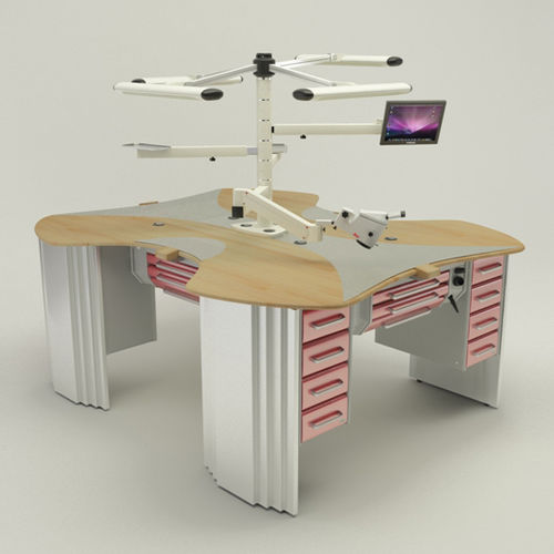 Postazione di lavoro per laboratorio odontotecnico con illuminazione - Operativa 22  - CATO - con monitor / ad isola