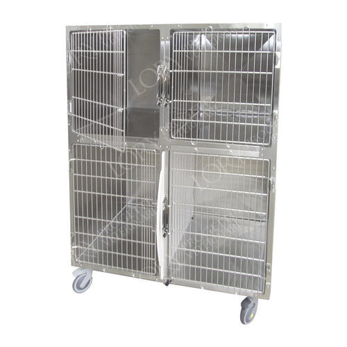 Gabbia veterinaria per cani - GA006  - Lory Progetti Veterinari srl - 4 scomparti / due ponti / con rotelle