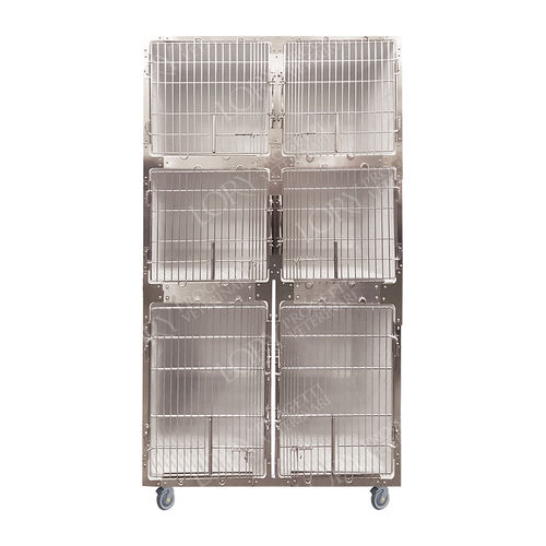 Gabbia veterinaria 6 scomparti - GAPVC005 - Lory Progetti Veterinari srl - con rotelle / in PVC