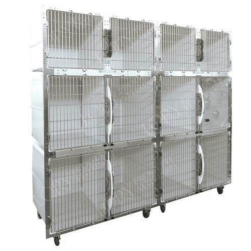 Gabbia veterinaria modulare - GAPVC008 - Lory Progetti Veterinari srl - con rotelle / in PVC