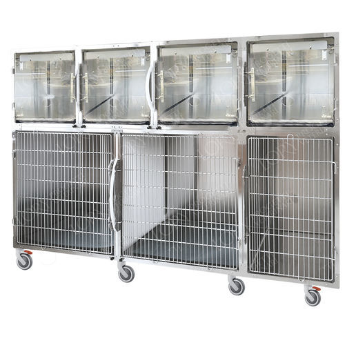 Gabbia veterinaria modulare - GA053 - Lory Progetti Veterinari srl - due ponti / con rotelle / in PVC