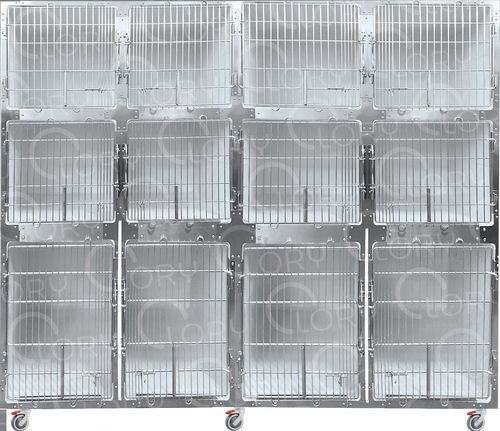 Gabbia veterinaria modulare - GAPVC007 - Lory Progetti Veterinari srl - con rotelle / in PVC