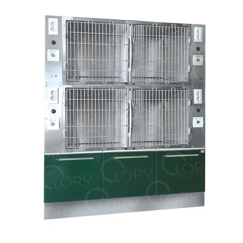 Gabbia veterinaria 4 scomparti - GAANE002-NG - Lory Progetti Veterinari srl - due ponti / in acciaio inossidabile / a 4 moduli