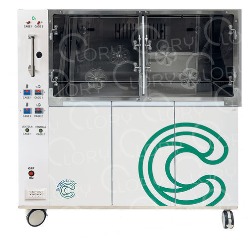 Gabbia veterinaria per terapia intensiva - INT004 - Lory Progetti Veterinari srl - modulare / con rotelle / connessa