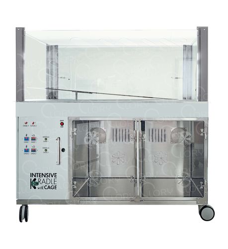 Gabbia veterinaria per terapia intensiva - INT003 - Lory Progetti Veterinari srl - modulare / con rotelle / in acciaio inossidabile