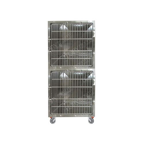 Gabbia veterinaria per gatti - GA026 - Lory Progetti Veterinari srl - 2 scomparti / due ponti / con rotelle