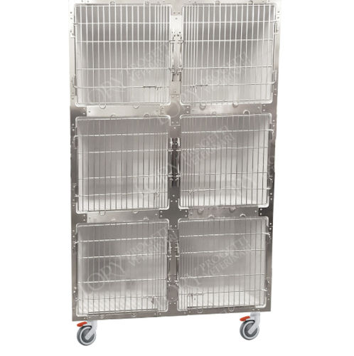 Gabbia veterinaria 6 scomparti - GAPVC002 - Lory Progetti Veterinari srl - con rotelle / in PVC