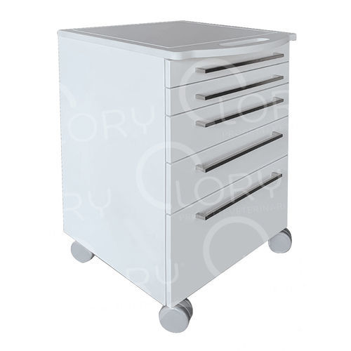 Armadio per studio veterinario - MO009 - Lory Progetti Veterinari srl - con rotelle / bianco / 5 cassetti