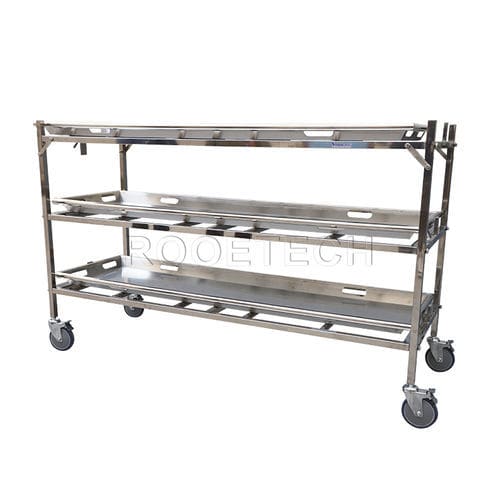Rack di stoccaggio per barelle mortuarie - GA503 - Rooe Medical - con rotelle / in acciaio inossidabile