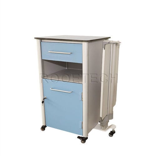 Comodino con rotelle - BC010E Plus - Rooe Medical - con tavolino servitore / a scomparti / con blocco