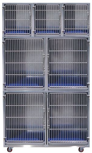 Gabbia veterinaria 7 scomparti - Clean  - Tristar Vet - in acciaio inossidabile / 3 ripiani