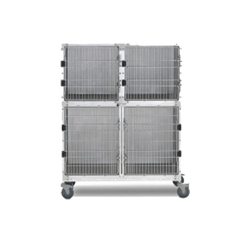 Gabbia veterinaria 4 scomparti - 10934 - DRE Veterinary - con rotelle / in acciaio inossidabile