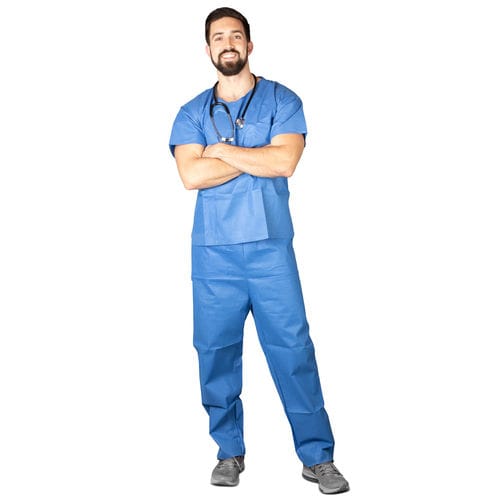 Completo medico pantalone-casacca unisex - 381M - Dukal Corporation - M / traspirante / blu