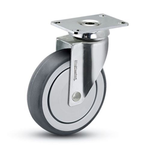 Ruota in gomma - SS-03CRB-125-SW-TP01 - MEDCASTER - in acciaio inossidabile / girevole / con freno
