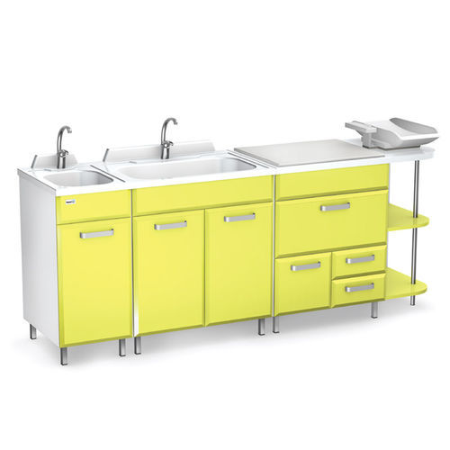 Mobile con fasciatoio con lavabo - KACPEREK series - TECHMED - a lavabi / per ospedali / per asili nido