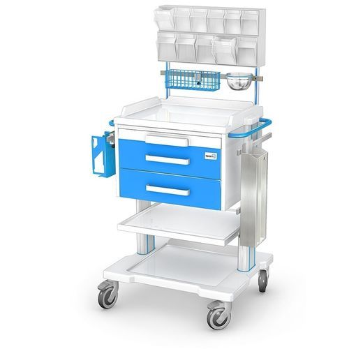 Carrello per anestesia - OPTIMUM series - TECHMED - in acciaio inossidabile / in plastica / con cestello