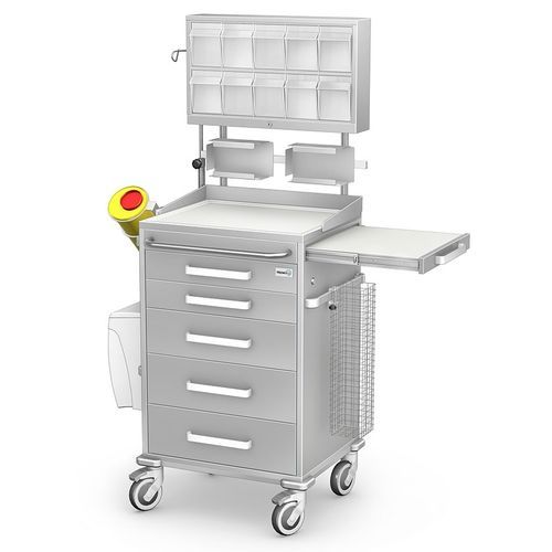 Carrello per anestesia - ANS/KO series - TECHMED - in acciaio inossidabile / con cestello / con contenitori