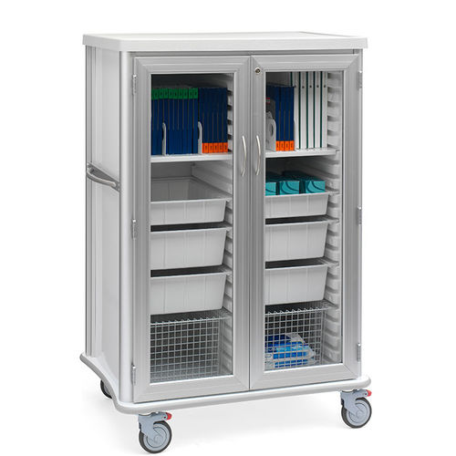 Carrello di stoccaggio - Roam .75 - Solaire Medical - a doppia porta / con piano di appoggio / con cestello