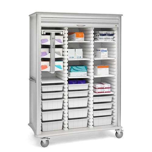 Carrello per strumenti chirurgici - Roam 1.5 Vascular - Solaire Medical - di stoccaggio / con serrandina / con ripiano