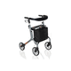 deambulatore rollator a 4 rotelle / con sedile / con schienale / ad altezza regolabile