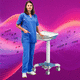 carrello informatico per pannello PC / point of care / ad altezza regolabile / con batteria