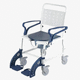 sedia da doccia con rotelle / mobile / con schienale / pieghevole
