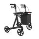 deambulatore rollator a 4 rotelle / con cestello / ad altezza regolabile / pieghevole