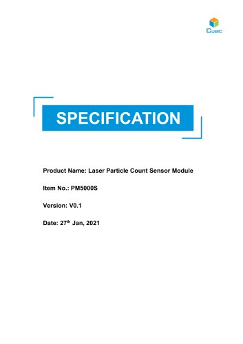 Laser particle count sensor module PM5000 Specification