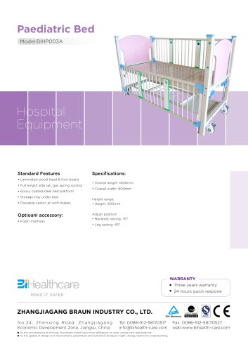 Brochure_Padiatric bed(BIHP003A)_BiHealthcare