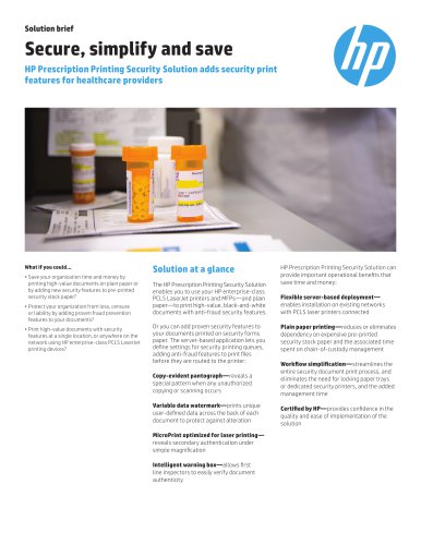 HP Prescription Printing Security Solution adds security print features for healthcare providers