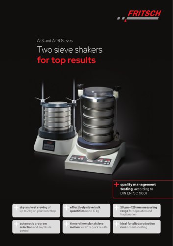 A-3 and A-18 Sieve Shakers - Product Profile