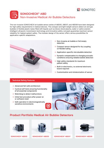 SONOCHECK&reg; ABD Non-Invasive Medical Air Bubble Detectors