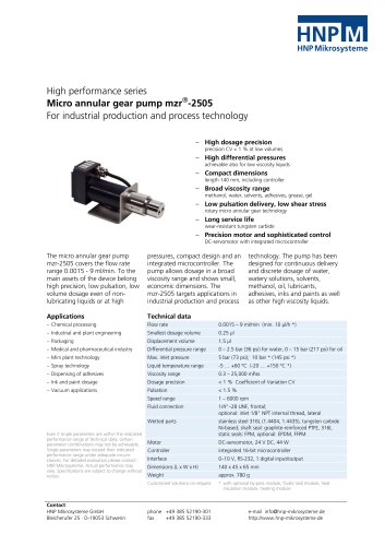 Micro annular gear pump mzr-2505