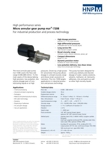 Micro annular gear pump mzr-7208