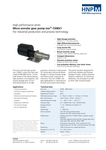 Micro annular gear pump mzr-7208X1