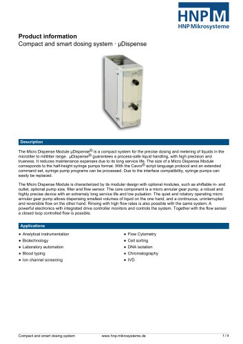 Product information Compact and smart dosing system