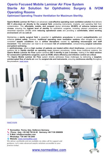 Mobile Laminar Air Flow System Sterile Air Solution for Ophthalmic Surgery & IVOM Operating Rooms