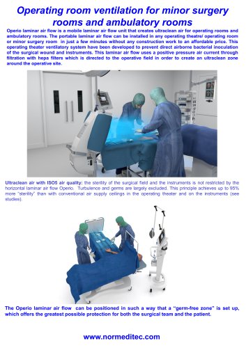 Operating room ventilation for minor surgery rooms and ambulatory rooms