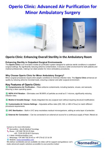 Operio Clinic Advanced Air Purification for Minor Ambulatory Surgery