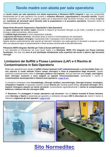 Tavolo madre con alzata per sala operatoria