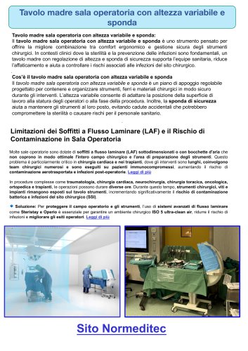 Tavolo madre sala operatoria con altezza variabile e sponda