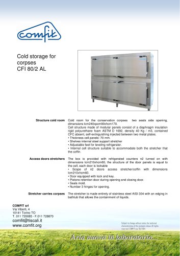 Cold storage for corpses CFI 80/2 AL