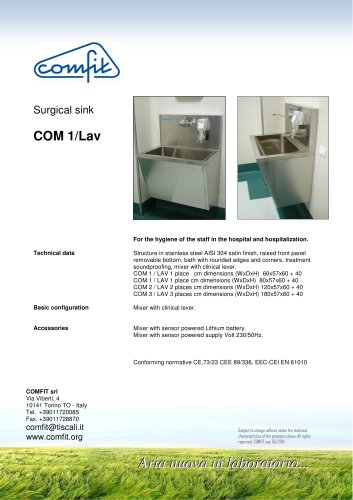 Surgical sink COM 1/Lav