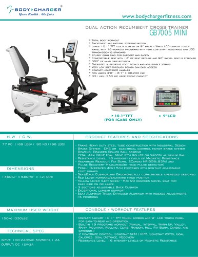 GB7005MINI 9″ LCD RECUMBENT CROSS TRAINER