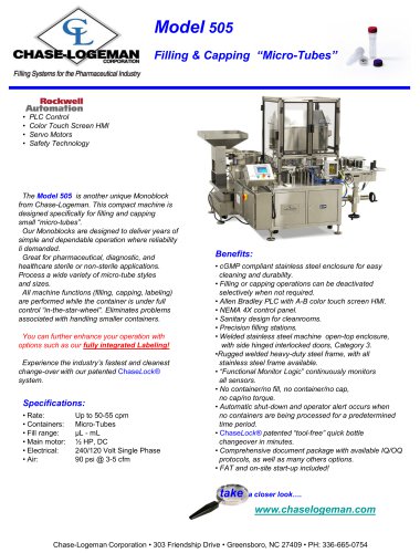 Model 505 Filling & Capping “Micro-Tubes”