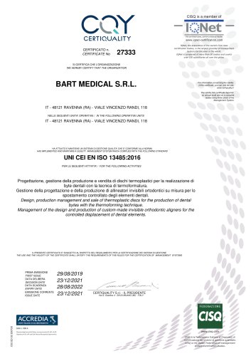 Certificate ISO 13485