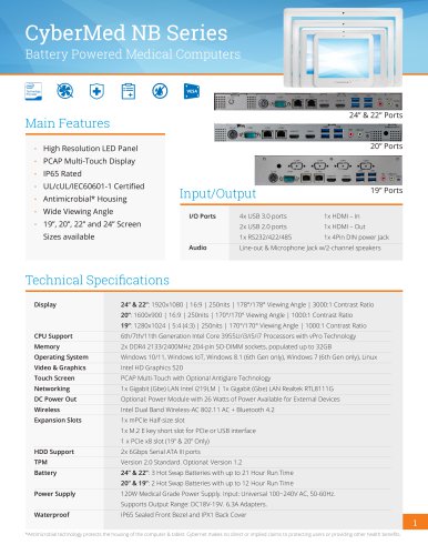 CyberMed NB Series Tech Specs