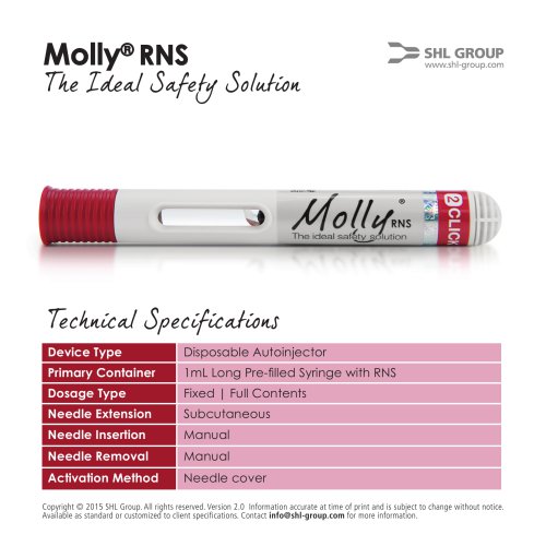 Molly®RNS Auto Injector Product Datasheet