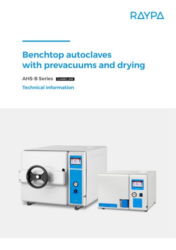 BENCHTOP AUTOCLAVES WITH PREVACUUMS AND DRYING AHS-B SERIES