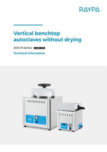 VERTICAL BENCHTOP AUTOCLAVES WITHOUT DRYING - AVS-N SERIES